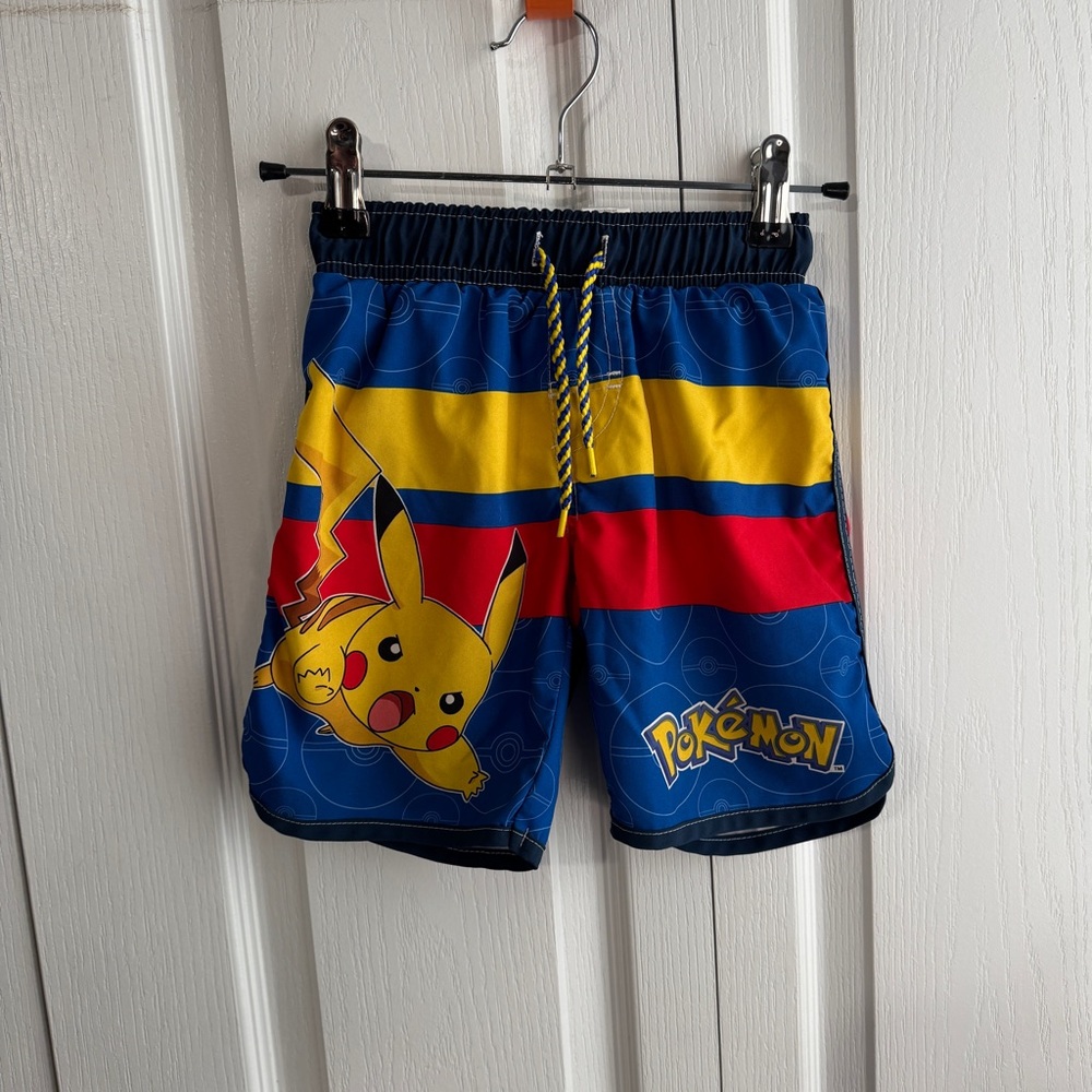 Pokémon Pikachu striped swim trunks‎ size 4-5